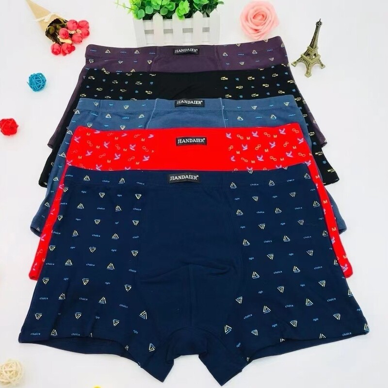 Cotton Men's Boxer Briefs Mid-Waist Cotton Men's Cross-Border Underwear Factory Source Wholesale Large Size Good Quality
