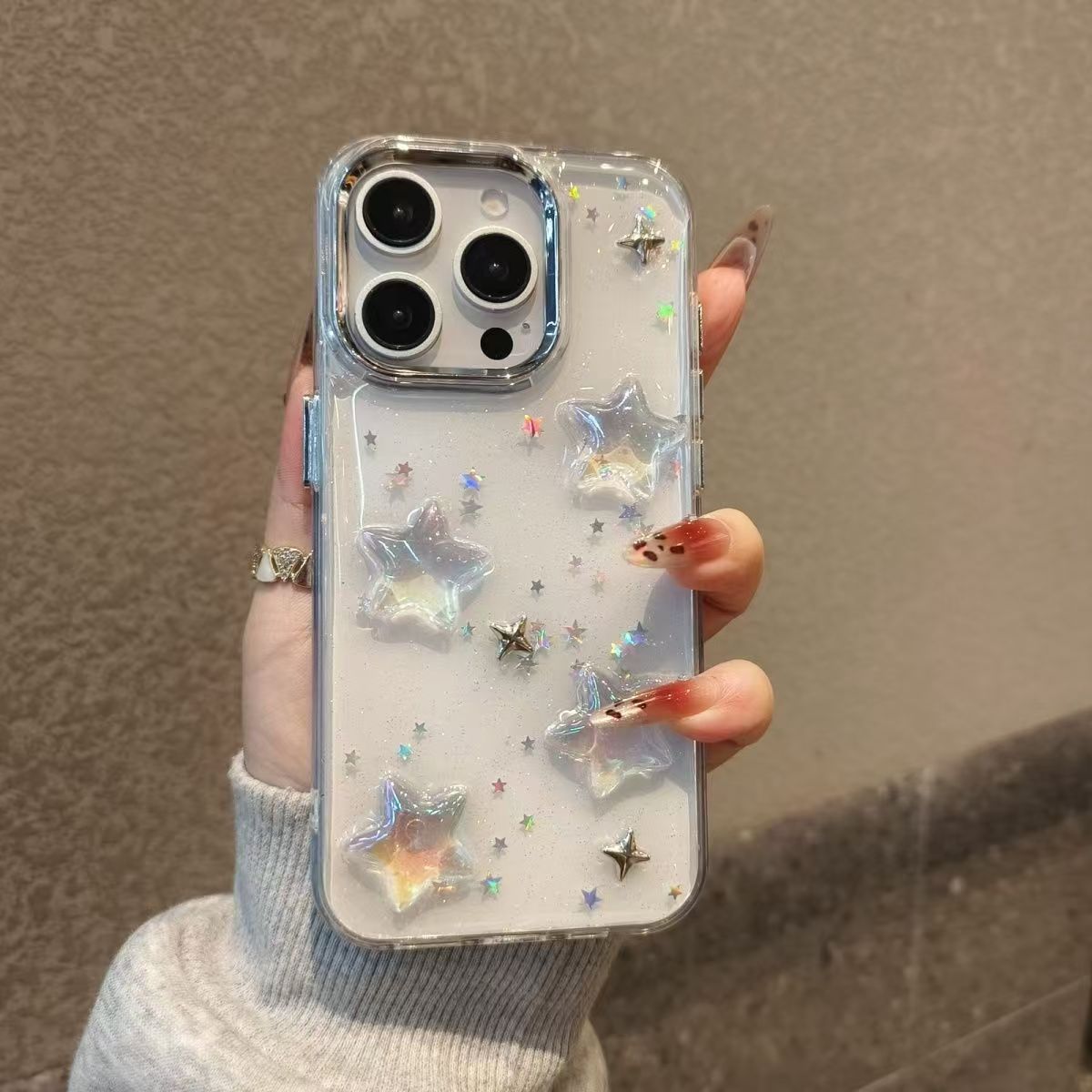 Blizgantis telefono dėklas su pentagrama iphone 15 pro max_voghion.com