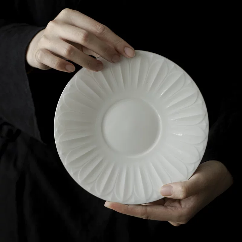 白几 Ceramic lotus pot for household use ceramic Kung Fu tea set single non-hot tea making tray can be wholesaled