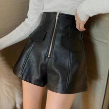 秋冬新款pu皮裤女短裤外穿2025韩版百搭高腰黑色时尚阔腿裤靴裤潮