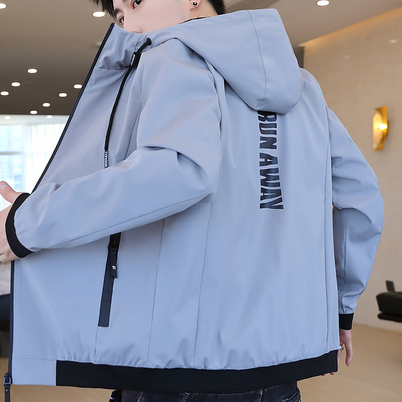 La primavera y el otoño de los hombres de moda casual ins chaqueta juvenil ajuste chaqueta roja con capucha estilo de Hong Kong uniforme de béisbol