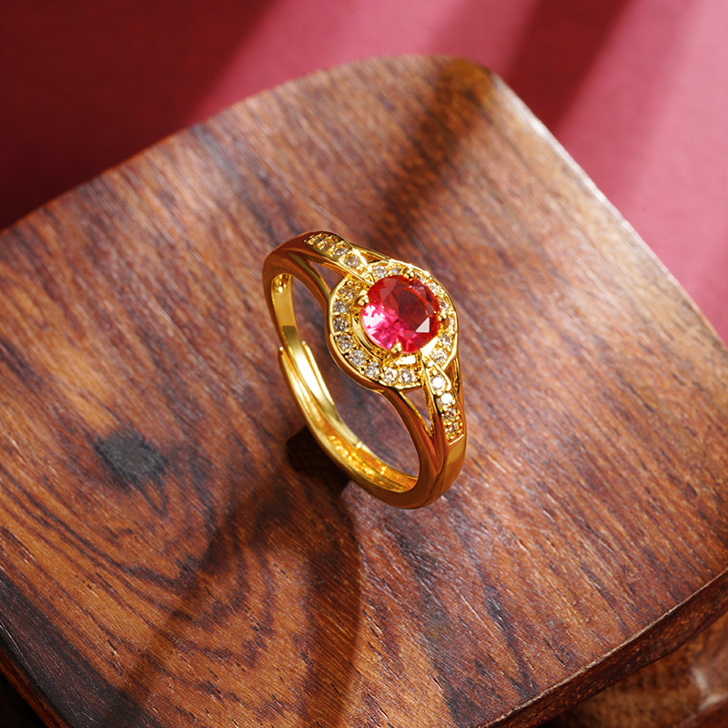 Anillo de oro de arena vietnamita anillo de palacio anillo redondo de bronce dorado para mujeres joyas de mano al por mayor