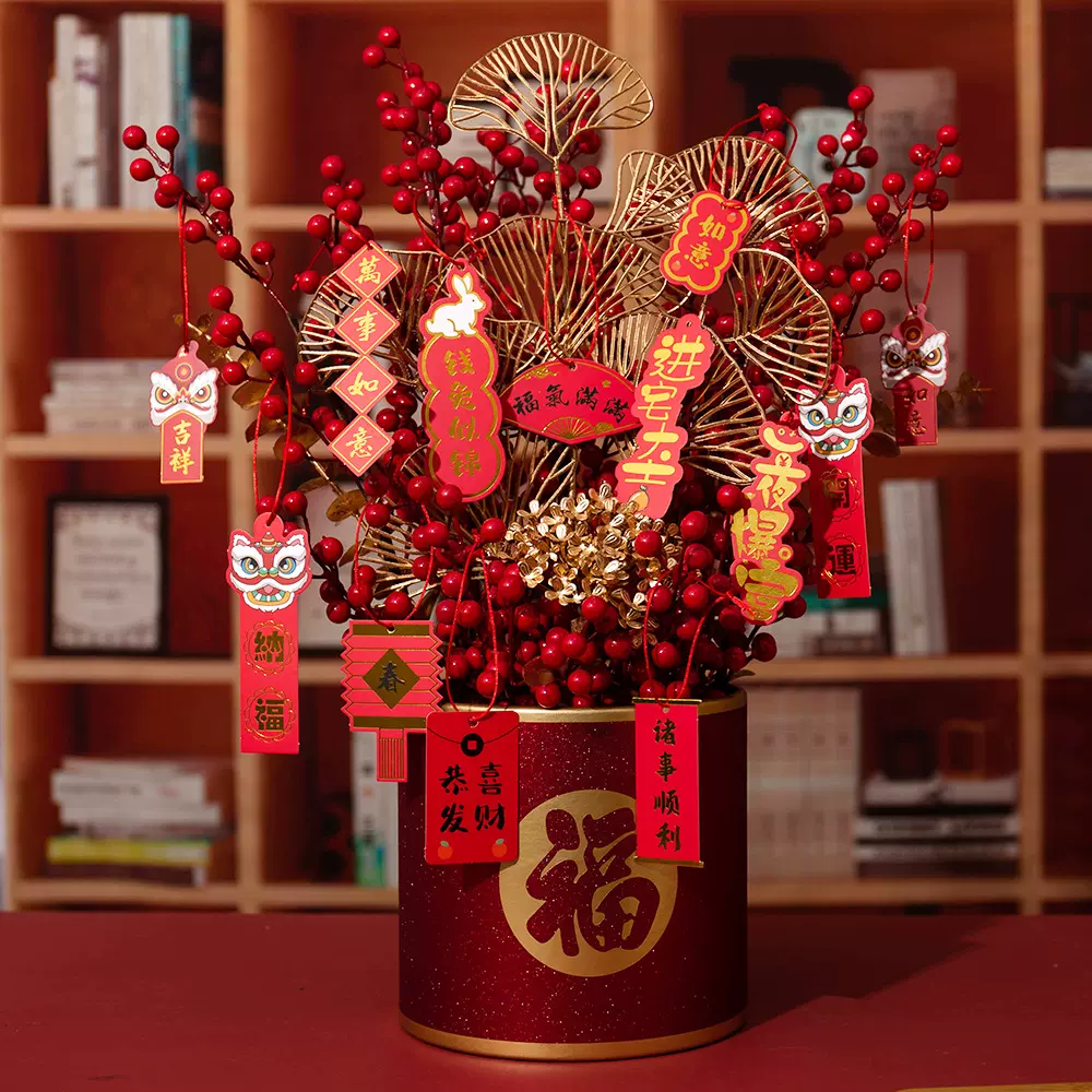 马年创意烫金新年吊卡小卡片diy盆景结婚乔迁装饰品春节挂件批发