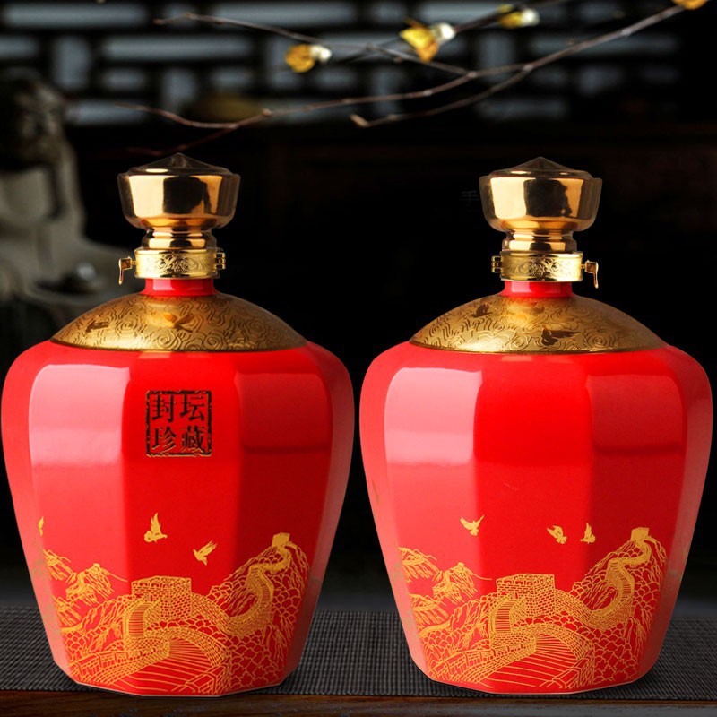 景德镇仿古陶瓷白酒坛家用5斤装珍藏封坛散酒空瓶窖藏密封散酒罐
