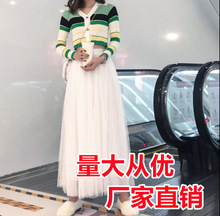 純色網紗半身裙韓版新款修身顯瘦網紗百褶裙2023秋季新款一件代發