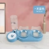 Light blue background+transparent bowl