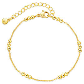 亚马逊热销金色圆珠设计细手链 铜镀18K真金百搭可调节高档小饰品