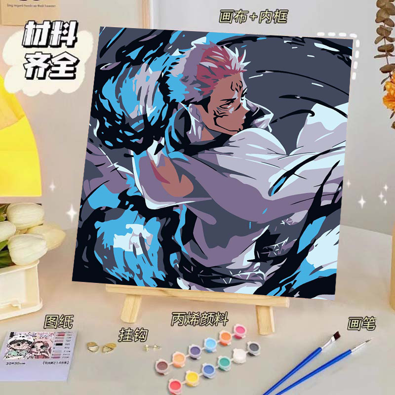 Pintura al óleo digital de bricolaje, dibujos animados para niños, pinturas para colorear hechas a mano, lindos puestos de animación curativos, comercio exterior transfronterizo