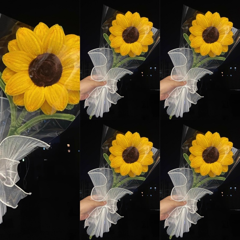 ひまわりの花束インスタイルツイストスティックニッチ素材パッケージでひまわりの手作りDIY大学入学試験と高校入学試験の応援ギフトを一気に獲得|undefined