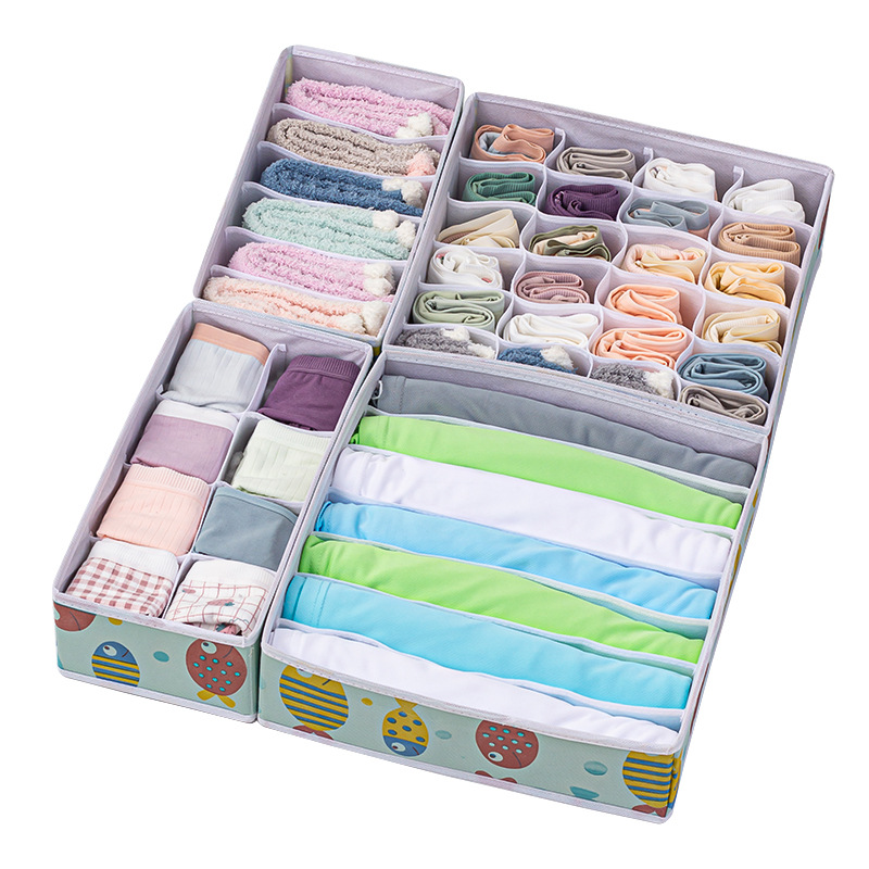 Set de 4 cajas de almacenamiento de tela no tejida, organizadores para ropa interior y calcetines