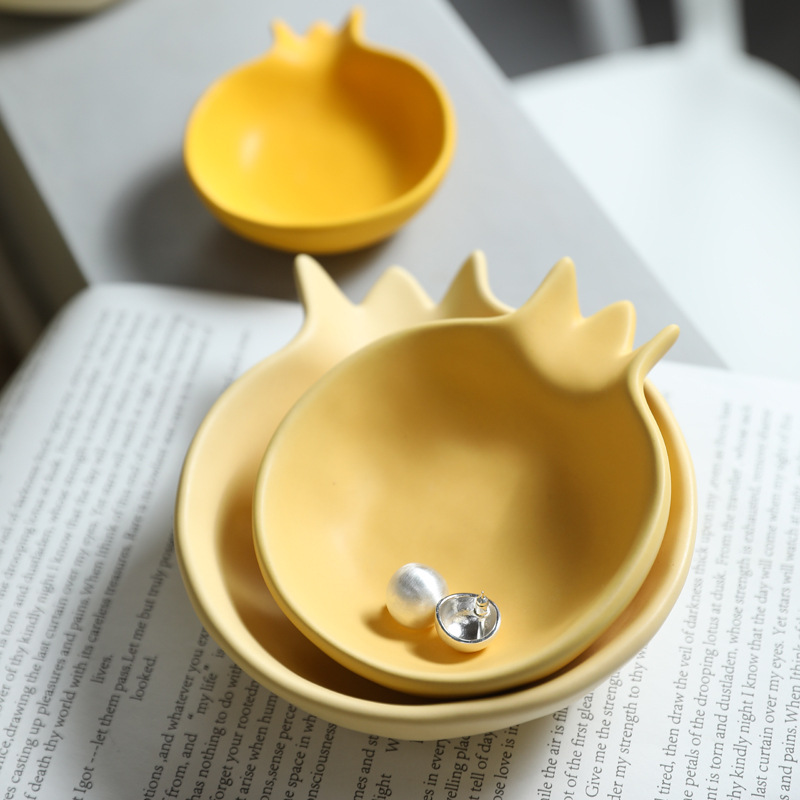 Creativa granada de cerámica placas de joyería collares pendientes bandeja de almacenamiento puerta de entrada llaves de almacenamiento adornos de la sala de tocador