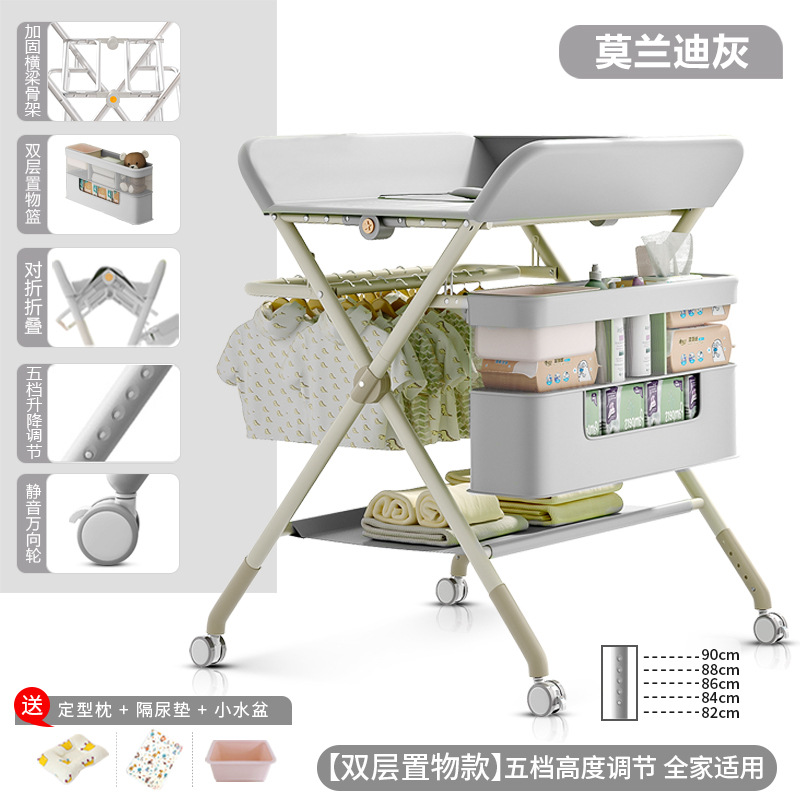 Mesa de cambio de pañales para bebés recién nacidos, mesa de cama de baño de masaje plegable multifuncional image 19