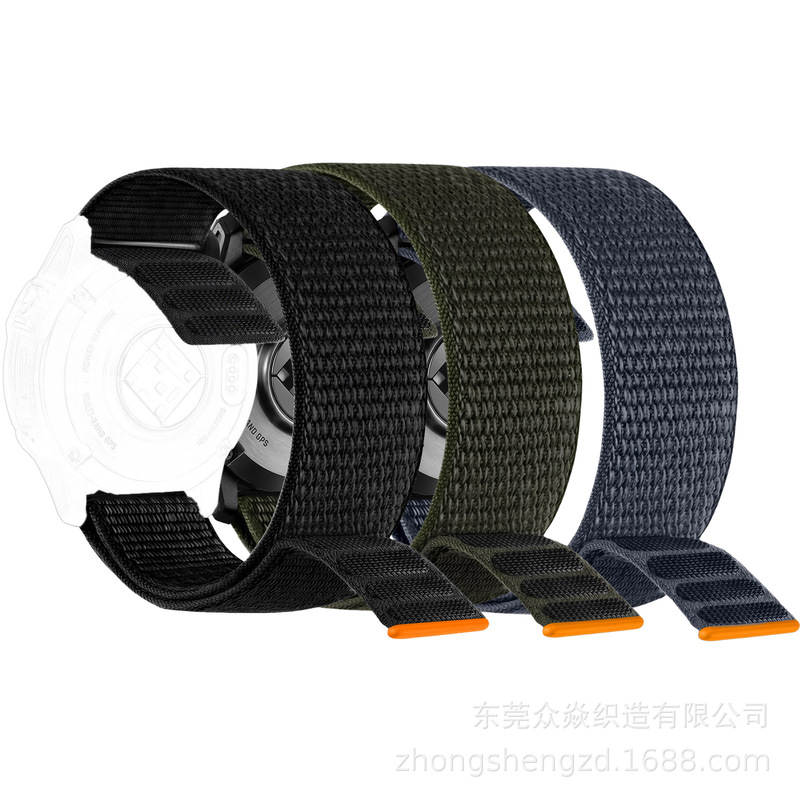 Suitable for Garmin Fenix8/7/7x loop nylon canvas strap Samsung 20/22/26mm double-ended Velcro strap