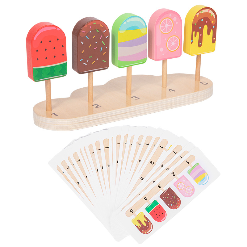 Juguetes de madera para niños Lollipop helado barra de helado pensamiento lógico padres e hijos jugar regalos interactivos