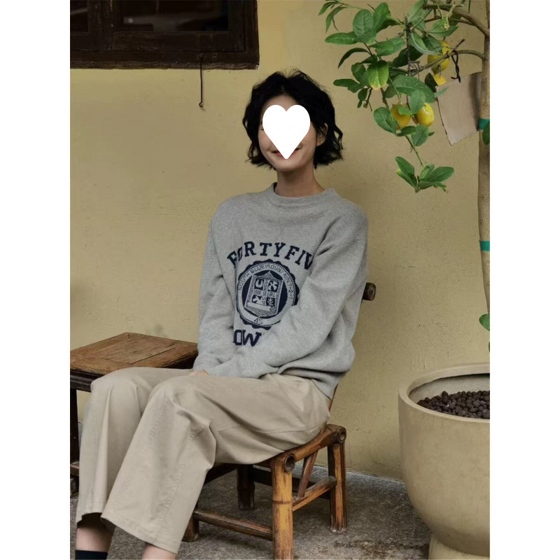 2025新款今年流行爆款毛衣女春秋小个子韩版宽松字母百搭长袖上衣|undefined