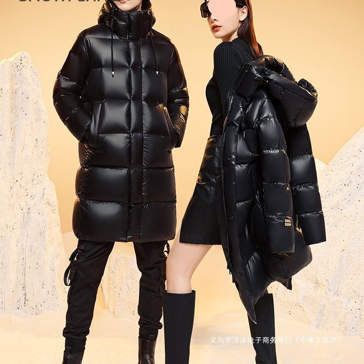 雪中飞黑曜石鹅绒极寒2025新款羽绒服情侣中长款加厚黑金男女外套