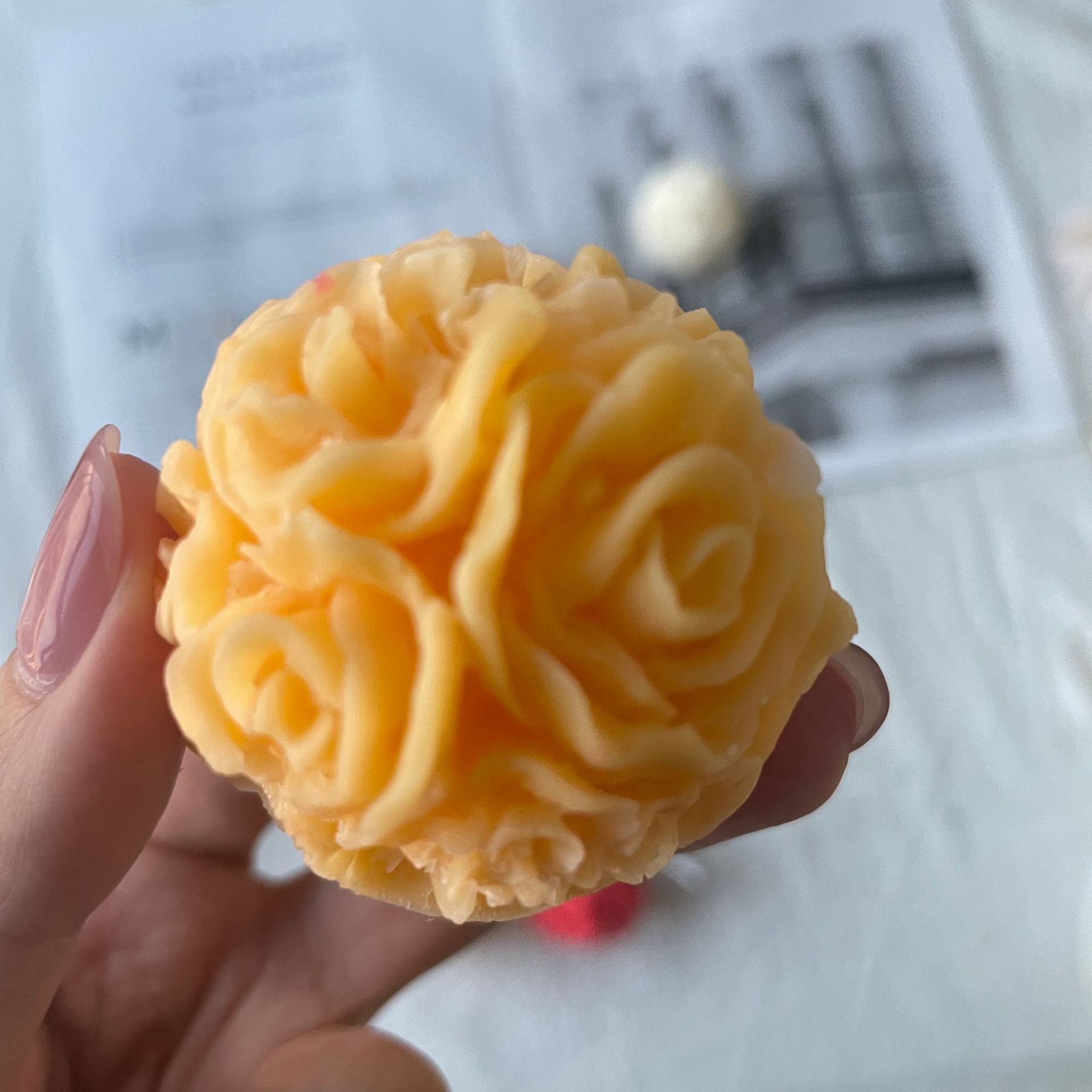 Rose Ball vela molienda herramienta hogar aromaterapia yeso decoración de la torta para hornear molde Silicona