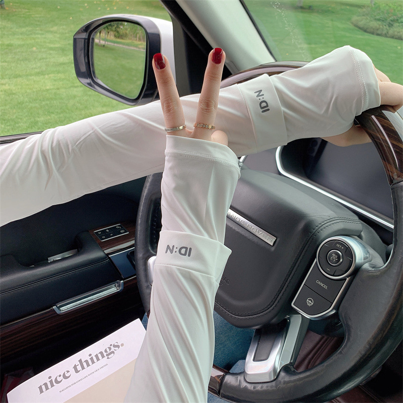 IDN-Mangas de hielo nuevo todo en uno, protección UV sin costuras, moda, conducción al aire libre, conducción y conducción, guantes de brazo de seda de hielo ligeros