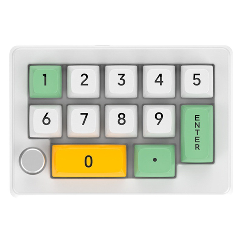 Teclado mecánico Teclado numérico de 13 teclas Programación de macro personalizada con perilla Pollo comiendo multimedia Enchufe en caliente Eje rojo