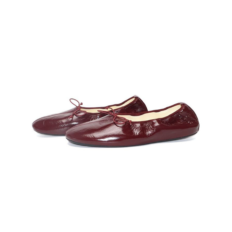 French-Style Lazy Retro Bowknot Genuine Leather Ballet Flats with Shiny Elastic Band, Simple Single Shoes for Women, Flat Granny Shoes French-Style Lazy Retro Bowknot Genuine Leather Ballet Flats with Shiny Elastic Band, Simple Single Shoes for Women, Flat Granny Shoes