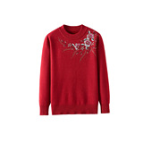 一体绒秋冬针织毛衣加绒加厚保暖打底衫时尚绣花妈妈装中老年上衣，女装针织衫/毛衣，妃慕昵服饰