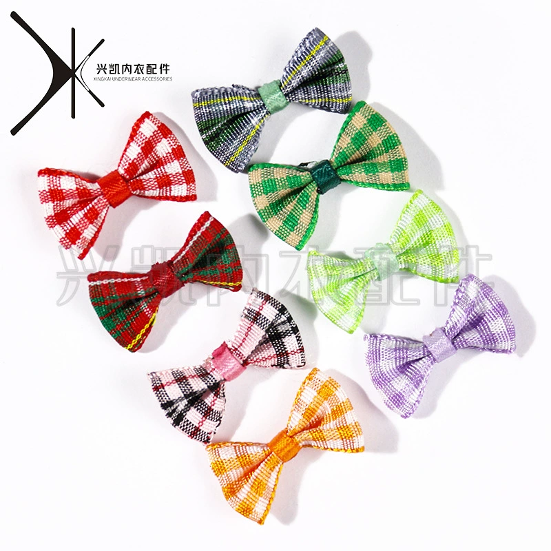 Многоцветный клетчатый бант нижнее белье аксессуары для одежды маленький цветок ручной работы лента бант