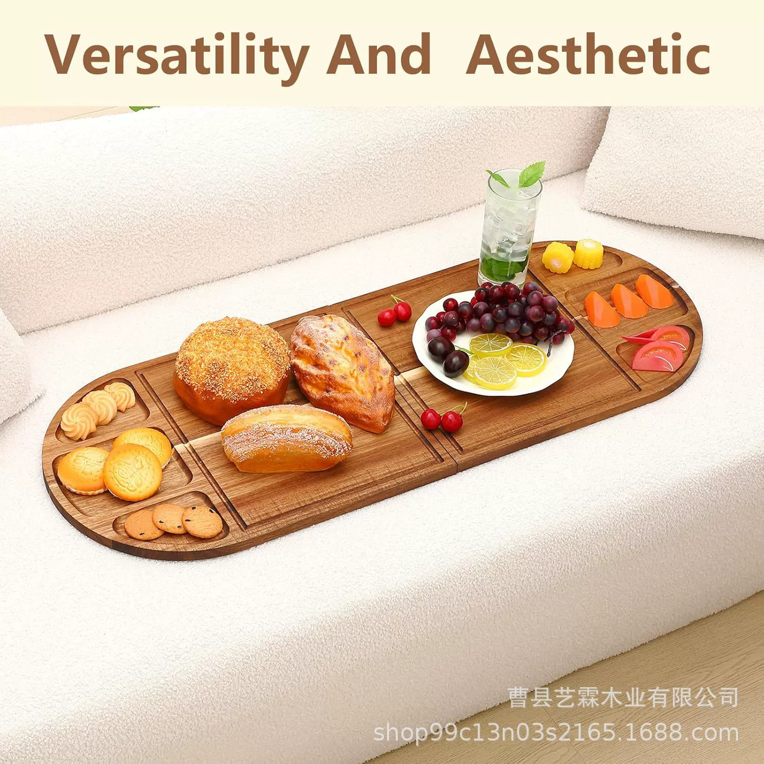 Доска акации Древесные длинные круглые складные подносы Рождественская вечеринка с канавками для мяса и сыра закуски фруктовые тарелки