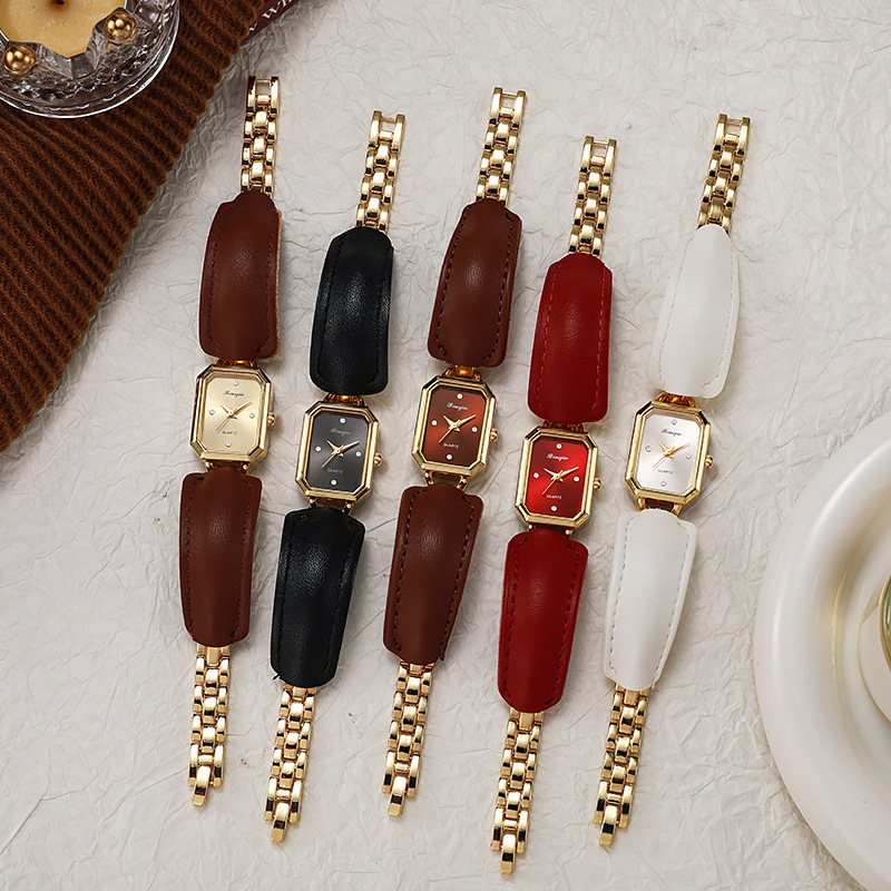 Maillard Brown Watch for Women, Niche High-End Square Bracelet-Style Leather Quartz Women's Watch, Birthday Gift