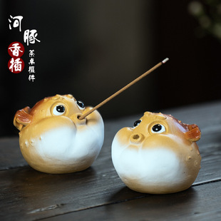 Yixing purple sand tea pet puffer incense holder decoration can raise tea play tea table home tea ceremony incense ceremony surrounding sculpture wholesale