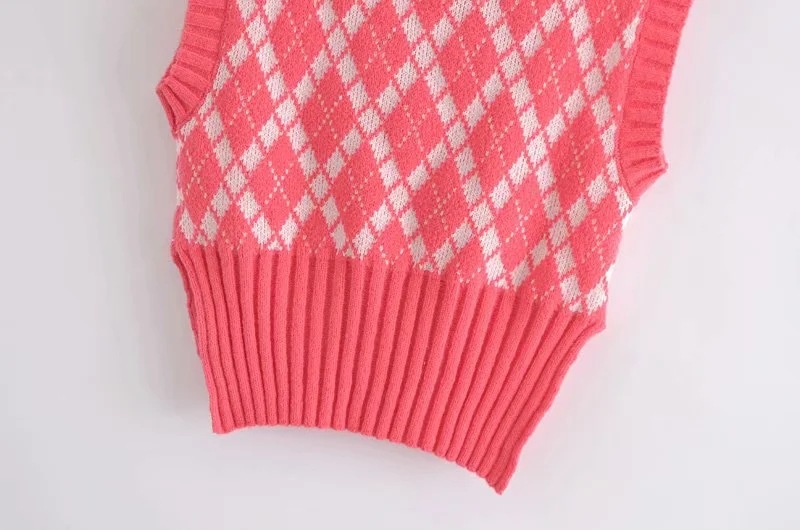 College style lattice knitted vest  NSHS63333