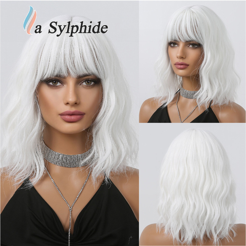 New Women's Medium-Length Curly Wig with Middle Parting, Water Wave Texture, Slightly Curly, Factory Wholesale Promotion New Women's Medium-Length Curly Wig with Middle Parting, Water Wave Texture, Slightly Curly, Factory Wholesale Promotion