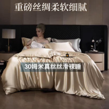 重磅真丝30姆桑蚕丝三四件套双面丝绸裸睡被套冰丝天丝春夏秋热销