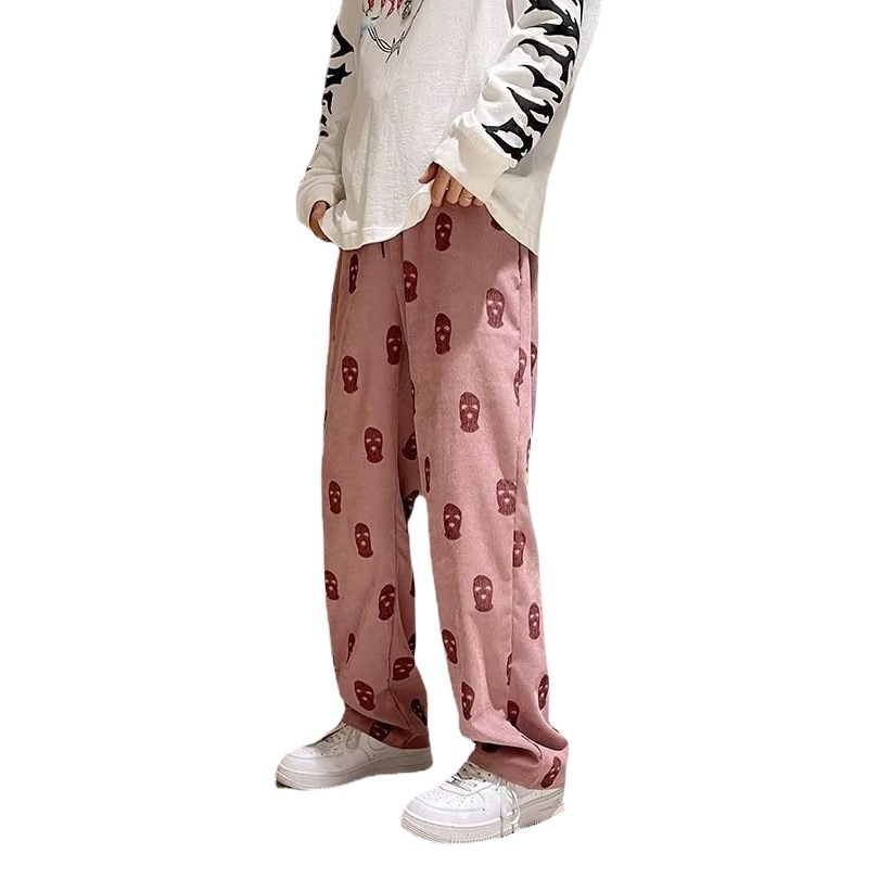 Estilo americano 2023 pantalones High Street INS de moda de los hombres de pana Pantalones anchos sueltos pantalones casuales forrados de lana primavera y otoño