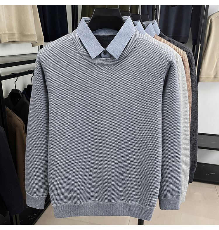 Herbst/Winter 2026/2025: Neues zweiteiliges Herren-Langarmshirt mit Fleecefutter, dicker, einfarbiger Sohle und schlichtem Design_voghion.com
