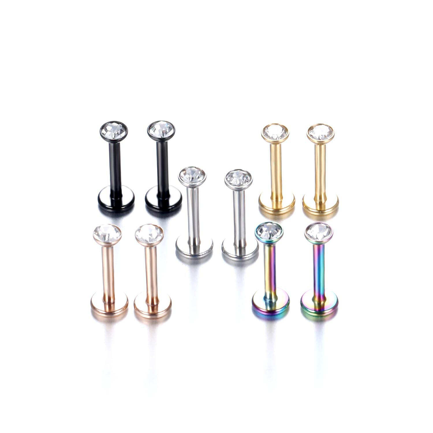 Fashion Geometric Stainless Steel Polishing Zircon lip stud 1 Piece