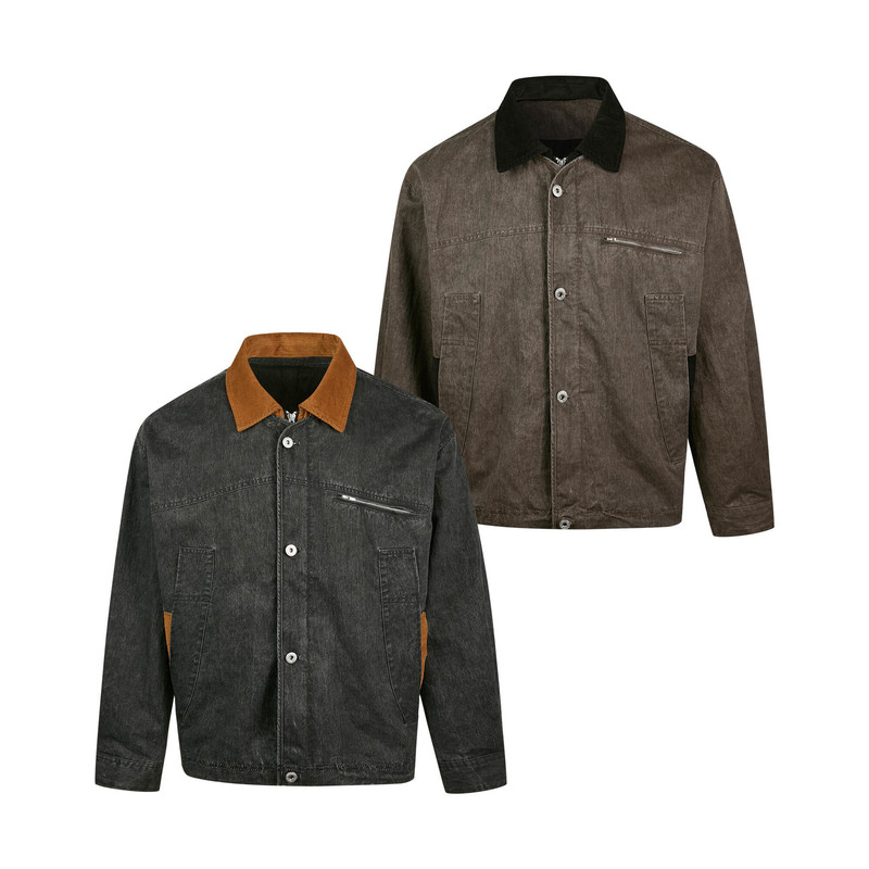 Eme Yishengyi American Retro Yellowstone Jacket Washed Distressed Corduroy Lapel Short Wide Thin Jacket Top