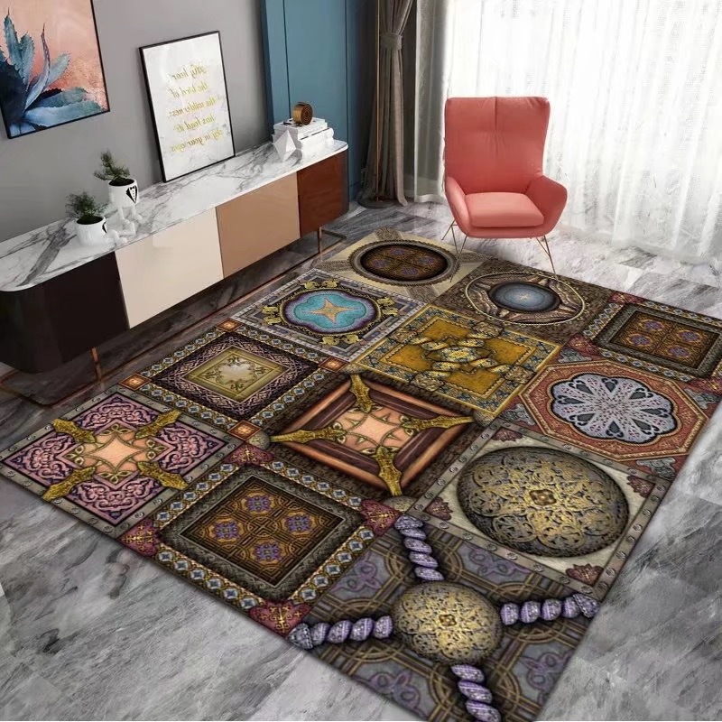Transfronterizo de estilo bohemio marroquí lavable alfombra máquina lavable patrón tribal alfombra plegable