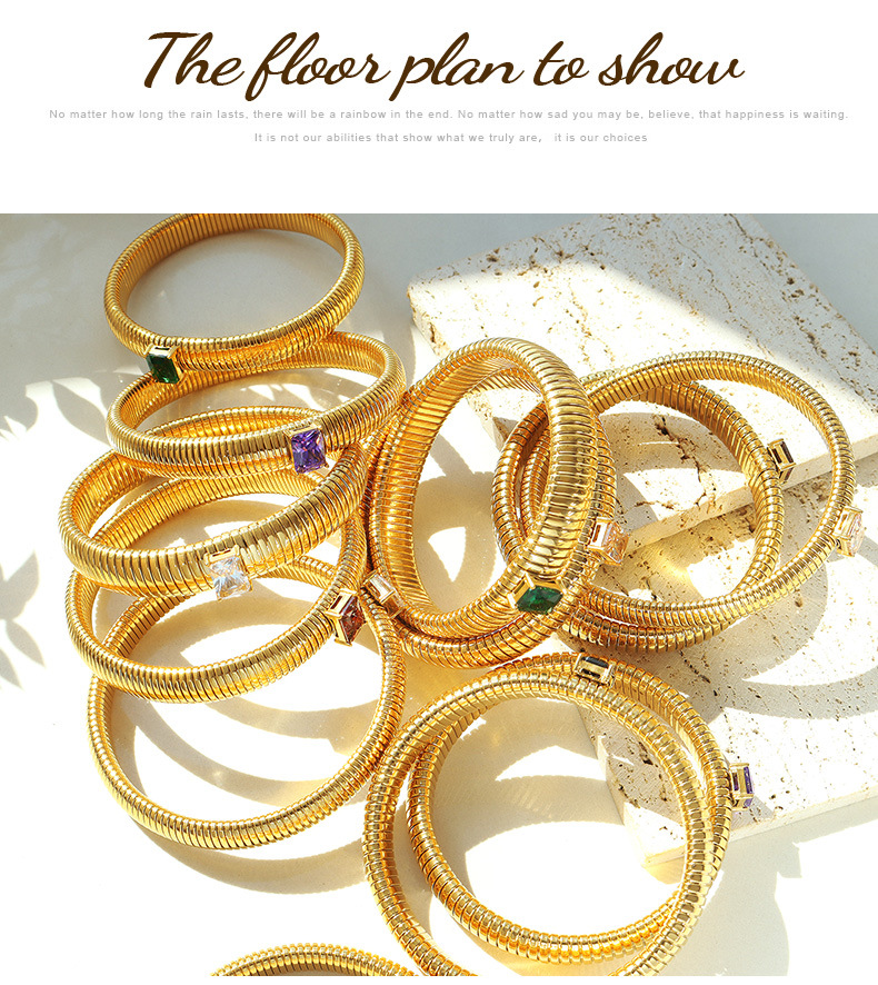 Simple Style Geometric Titanium Steel Inlay Zircon Bangle 1 Piece