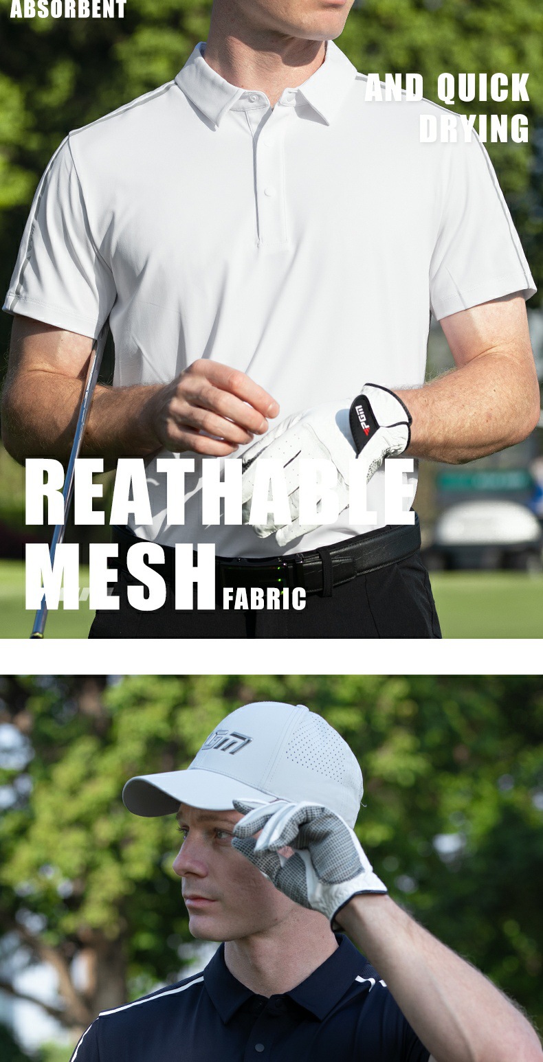 Áo polo golf nam tay ngắn thoáng khí nhanh khô — YF768 màu xanh hải quân tay ngắn, YF768 trắng tay ngắn, YF768 hoa anh đào tay ngắn chi tiết 5