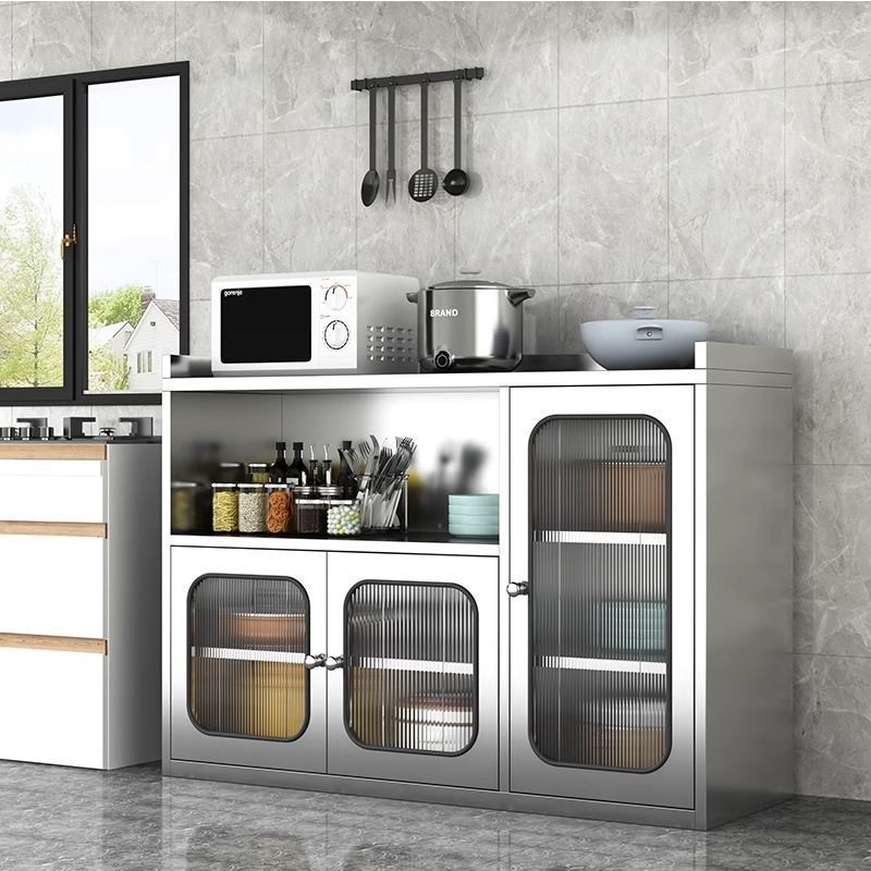 Simple Modern Multifunctional Sideboard 304 Stainless Steel Rust-Proof Fire-Proof and Mildew-Proof Exquisite Double-Door Cabinet Drop-Shipping Factory