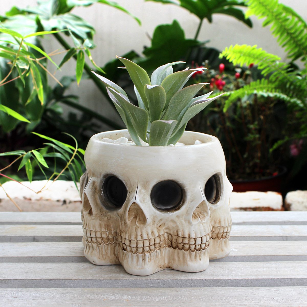 Multi-faceted Skull Resin Fleshy Flower Pot Green Plant Flower Pot Personalized Creative Ghost Head Flower Pot Halloween Candy Bowl