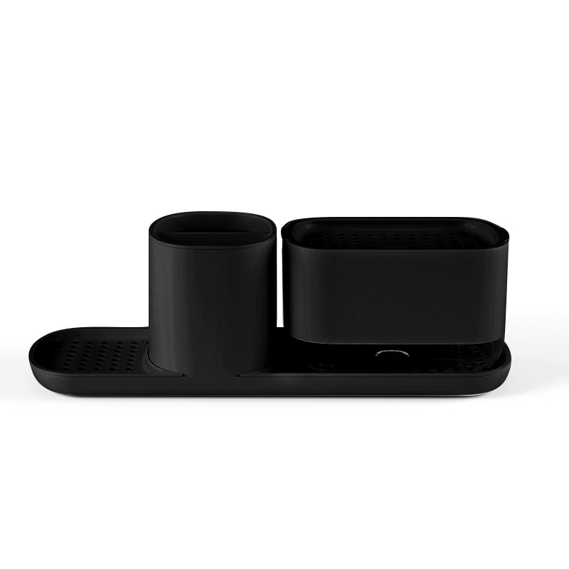 Caja de jabón de prensa manual, estante de drenaje de cocina, detergente de acero inoxidable, caja de jabón de escritorio