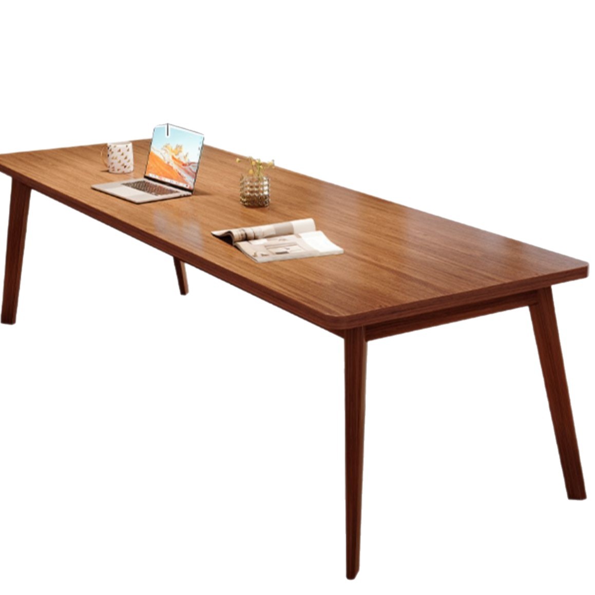 Mesa y silla de comedor de madera maciza doméstica 2025 nueva sala de estar comedor mesa de computadora rectangular tabla de madera grande