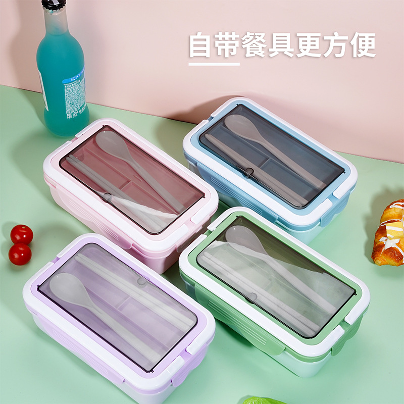 Estudiante lonchera engrosada PP con palillos compartimiento lonchera trabajador de oficina lonchera portátil horno microondas calefacción lonchera