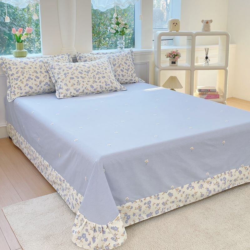 Single bed sheet in twill weave, fresh and simple style, single-piece bed sheet, three-piece set, suitable for all seasons, single pillowcase