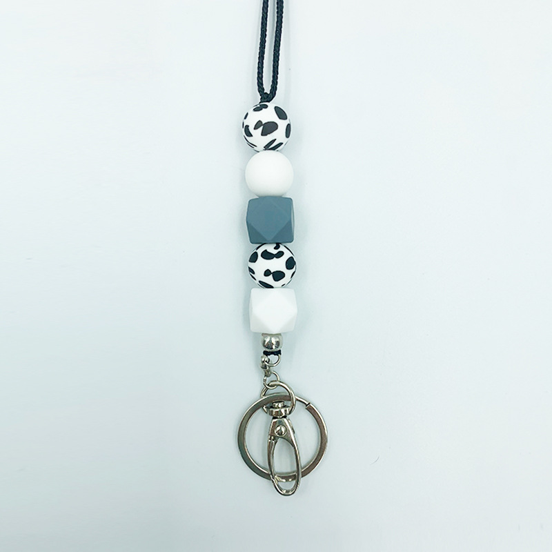Amazon nuevo collar de insignia versátil maestro enfermera ID de estudiante Cordón de identificación de silicona con cuentas cordón llavero