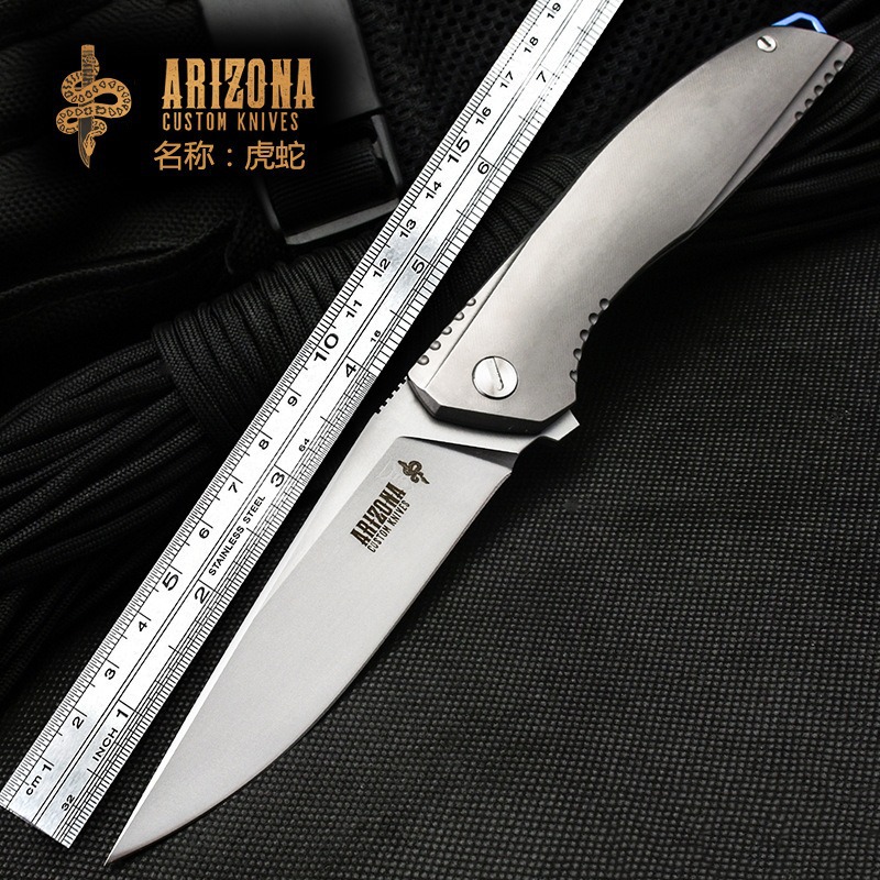 高硬度无锁折叠刀户外小刀钛合金刀柄VG10刀身水果刀生存刀战术刀