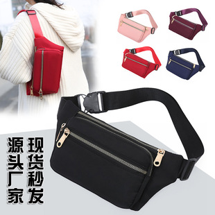 Waist bag nylon solid color women's bag new casual simple fashion trend waist bag men's and women's shoulder slung chest bag wholesale