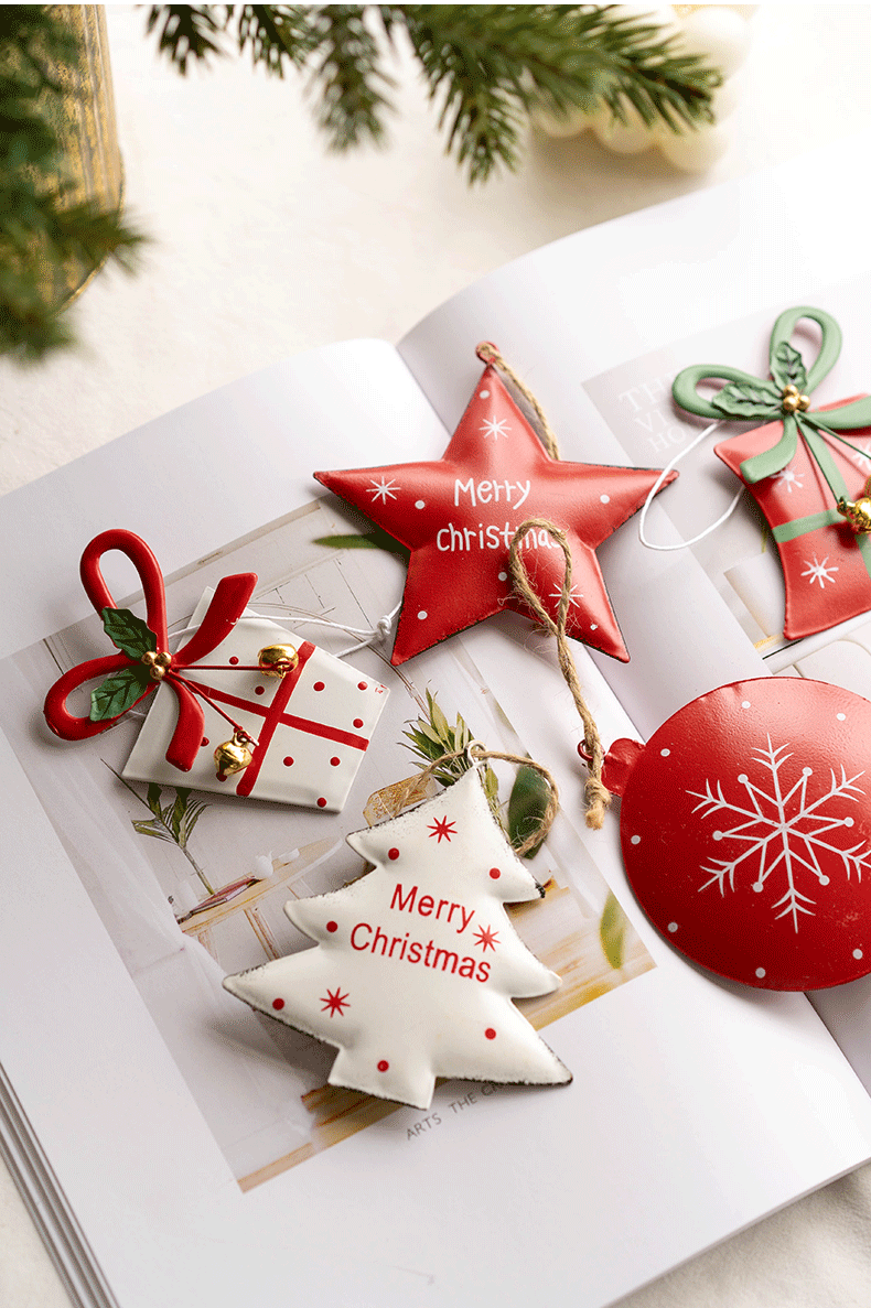 Christmas Tree, Snowflake Pattern Fashion Style Print Craft Christmas Fashion Christmas Tree Snowflake Iron Party Hanging Ornaments
