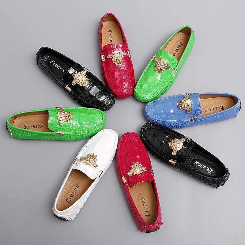 Cross-Border Men's Formal Business Loafers, Lightweight Crocodile Pattern Slip-On Shoes, Casual Leather Shoes, Large Size Men's Shoes